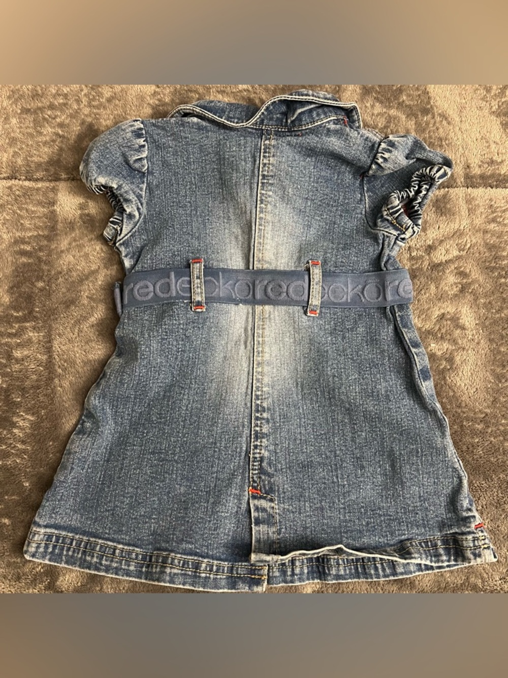 Vtg Ecko Red Denim Belted Dress With Hat Infant Size 6M - Picture 3 of 4